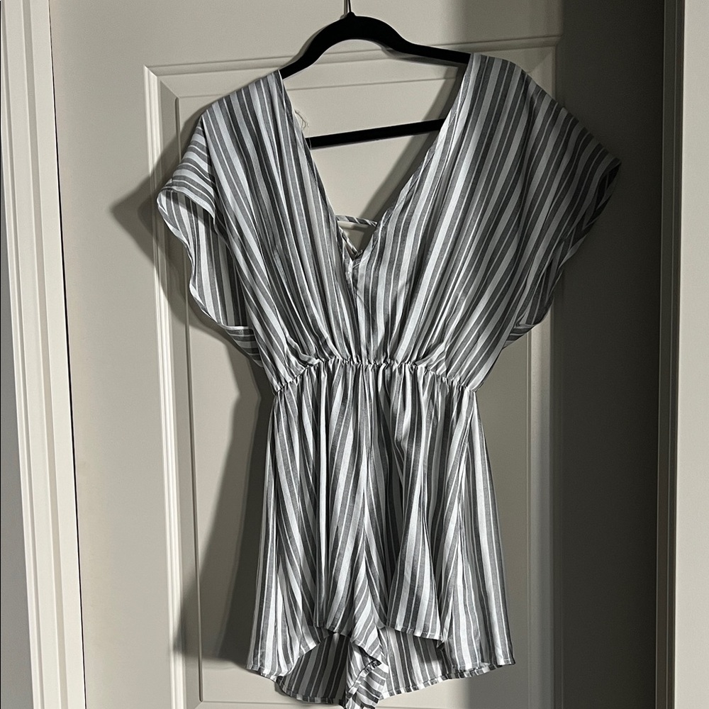Millibon Black and White Striped Jumpsuit